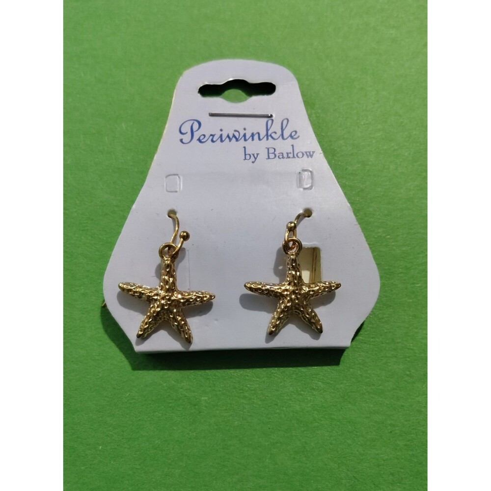 Periwinkle Barlow Starfish Earrings Gold Tone Dangle Beach Ocean Gift Nautical 2
